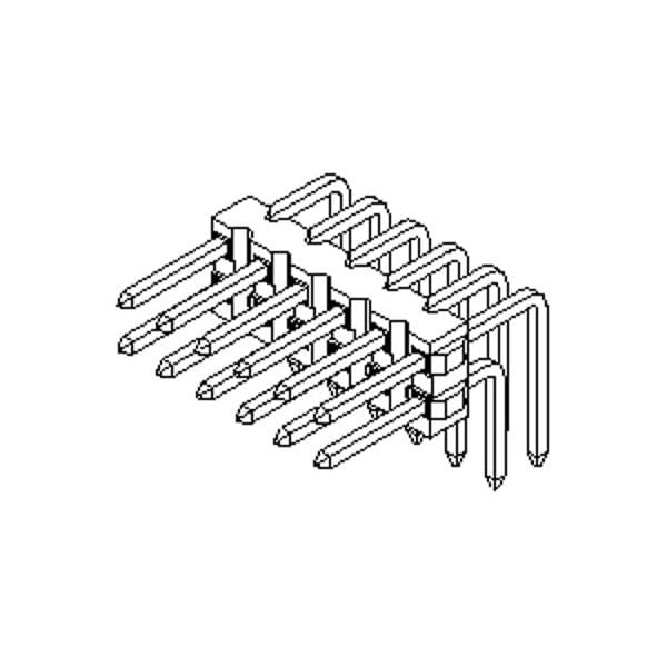 Molex Board Connector, 6 Contact(S), 2 Row(S), Male, Right Angle, 0.1 Inch Pitch, Solder Terminal, 10883061 - main